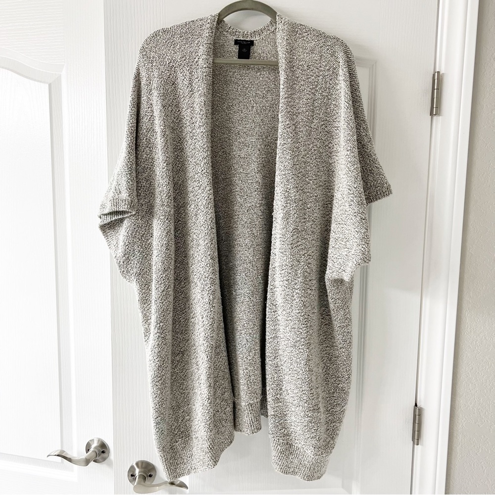Ann Taylor Factory Knit Sweater Marbled Gray Open Drape sz XL